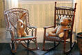 Stuffed animals on child rocking chairs in Edith's south bedroom at Roosevelt's House Sagamore Hill NHS. Cove Neck, NY.