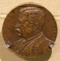 Teddy Roosevelt inaugural medal by Augustus Saint-Gaudens at Old Orchard Museum at Sagamore Hill NHS. Cove Neck, NY.