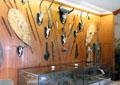 Display of shields, spears & trophy heads from Africa at Vanderbilt Mansion. Centerport, NY.