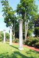 Ancient Greek columns displayed in garden setting at Vanderbilt Mansion. Centerport, NY.