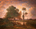 Summer Sunset painting by Pierre-Étienne-Théodore Rousseau of France at Cincinnati Art Museum. Cincinnati, OH.