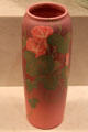 Earthenware red vase by Harriet Elizabeth Wilcox of Rookwood Pottery Co. of Cincinnati at Cincinnati Art Museum. Cincinnati, OH.