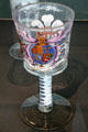 Blown glass goblet with royal arms of George III at Toledo Glass Pavilion. Toledo, OH.