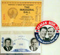 Ronald Reagan - George Bush campaign button & Inauguration tickets. Fremont, OH.