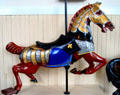 Philadelphia style carousel armored jumper horse by Philadelphia Toboggan Co. at Merry-Go-Round Museum. Sandusky, OH.