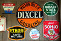 Collection of oil company signs at Canton Classic Car Museum. Canton, OH.