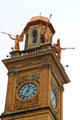 Tower of Stark County Courthouse with heralds blowing trumpets. Canton, OH.