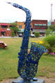 Stylized saxophone sculpture in downtown Canton. Canton, OH.