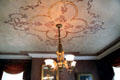 Ceiling decoration & chandelier in parlor at Col. Simon Perkins Stone Mansion. Akron, OH.