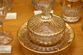 Diamond Band butter with cover with gold decor at National Heisey Glass Museum. Newark, OH.