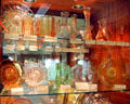 Amber & other colors of Heisey glass at National Heisey Glass Museum. Newark, OH.