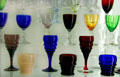 Collection of Cambridge colored stemware glasses at National Museum of Cambridge Glass. Cambridge, OH.