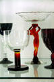 Black, white & red Art Deco glassware at National Museum of Cambridge Glass. Cambridge, OH.