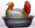 Turkey dish by Crystal Art Glass Co. of Cambridge, OH at Degenhart Paperweight & Glass Museum. Cambridge, OH.