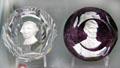 Christal D'Albret glass paper weights with Washington & Lincoln at Degenhart Paperweight & Glass Museum. Cambridge, OH.