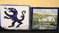 Painted ceramic tiles with dragon & rabbit by Rugerio at Kelton House Museum. Columbus, OH.