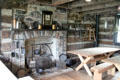 Newcom Tavern interior fireplace at Carillon Historical Park. Dayton, OH.