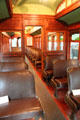 Seating in Toledo Port Clinton & Lakeside Railroad self-propelled electric car at Carillon Historical Park. Dayton, OH.