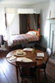 Canopied bed & round table in second bedroom at Johnston Farm. Piqua, OH.
