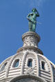 Blind justice statue atop dome of Miami County Courthouse. Troy, OH.