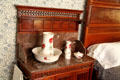 Porcelain wash set & stand in President Garfield's bedroom at Garfield home. Mentor, OH.