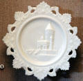Pressed milk glass plate with President James A. Garfield tomb at Garfield NHS. Mentor, OH.
