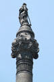 Female warrior bearing shield of Liberty atop granite column of Cleveland's Soldiers' & Sailors' Monument. Cleveland, OH.
