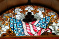 Stained glass window with American flags in Cleveland's Soldiers' & Sailors' Monument. Cleveland, OH.