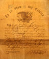 Discharge papers for Civil War soldier at Cleveland's Soldiers' & Sailors' Monument. Cleveland, OH.