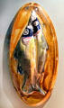 American majolica pottery fish plaque by George Morley of East Liverpool, OH at Cleveland History Center. Cleveland, OH.