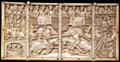 French ivory casket panels show Courtly Romances jousting at Cleveland Museum of Art. Cleveland, OH.