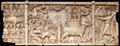 French ivory casket panels show Courtly Romances unicorn & beast at Cleveland Museum of Art. Cleveland, OH.