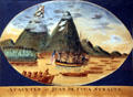 Watercolor of Columbia Rediviva attacked in Juan de Fuca Straits by George Davidson at Columbia River Maritime Museum. Astoria, OR.
