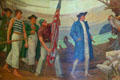 Detail of mural Captain Robert Gray & his ship Columbia Rediviva naming the Columbia River of Oregon State Capitol. Salem, OR.