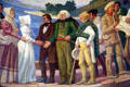 Detail of mural of Dr. McLouchlin welcoming first white women to Fort Vancouver in Oregon State Capitol. Salem, OR.