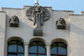Art Deco angel & faces atop Capital Center. Salem, OR.