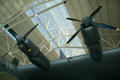 Spruce Goose engines frame skylight of Evergreen Aviation & Space Museum. OR.
