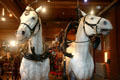 Bert & Charlie Percheron fire horse replicas who moved themselves from their stalls upon alarms & would have the steam pumper out the door in 45 seconds at Harrisburg Fire Museum. Harrisburg, PA