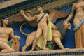 Pediment detail with winged cherub & lion of Philadelphia Museum of Art. Philadelphia, PA