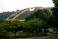 I-279 Bridge over Monongahela River from Point State Park against escarpment on river's south bank. Pittsburgh, PA.