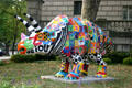 Street art of triceratops covered with alphabet. Pittsburgh, PA