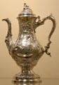 Silver coffeepot by Thomas Whipham & Charles Wright of London at Carnegie Museum of Art. Pittsburgh, PA.