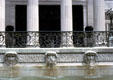 Marble House spouting head fountains along grand entry. Newport, RI