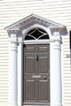 Neoclassical front door with diamond light of Joseph Wood House. Newport, RI.