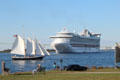 Cruise ship Caribbean Princess on Narragansett Bay. Newport, RI