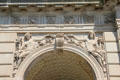 Carved relief symbols of seasons, arts & commerce on Loggia facade at The Breakers. Newport, RI.