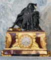Mantle clock with neo-Egyptian base supporting battle scene in Billiard Room at The Breakers. Newport, RI.
