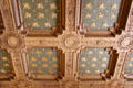 Dining room coffered ceiling with winged lions of St. Mark at The Elms. Newport, RI.