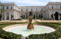 Front entrance facade with fountain at Rosecliff. Newport, RI