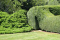 Privet hedge leading to formal garden at Rough Point. Newport, RI.